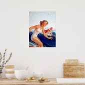Twee Surfer-meisjes van William Fulton Soare Poster (Keuken)