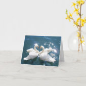 Twee Swan Lovers kaart (Gele Bloem)