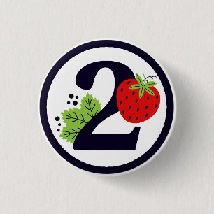 TWEE Sweet Aardbei Birthday Girl 2e jaar Ronde Button 3,2 Cm
