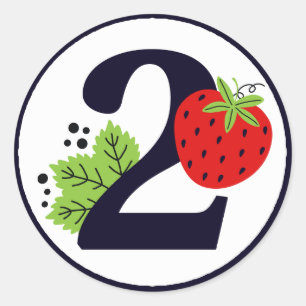 TWEE Sweet Aardbei Birthday Girl 2e jaar Ronde Sticker