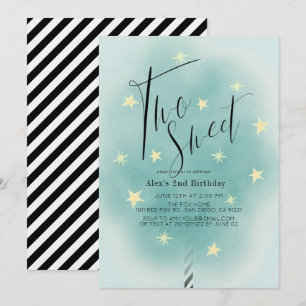 Twee Sweet Blauwgroen Cotton Snoep Boy 2e verjaard Kaart