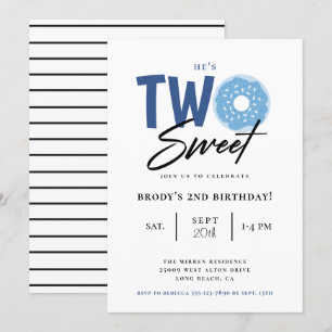 Twee Sweet Blue Donut 2e verjaardagsfeestje Kaart