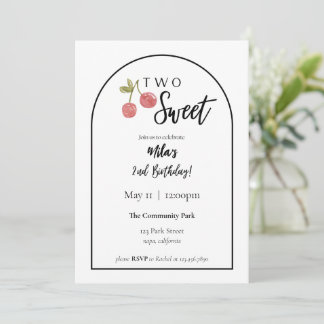 Twee Sweet Cherry verjaardagsuitnodiging Kaart