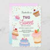 Twee Sweet cup cake en Sprinkle 2e Verjaardag Meis Kaart (Voorkant / Achterkant)