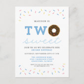 Twee Sweet Donut en Sprinkles Blue 2e verjaardag Uitnodiging Briefkaart (Voorkant)