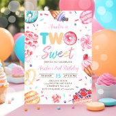 Twee Sweet Donut Snoep 2e Verjaardagsuitnodiging Kaart