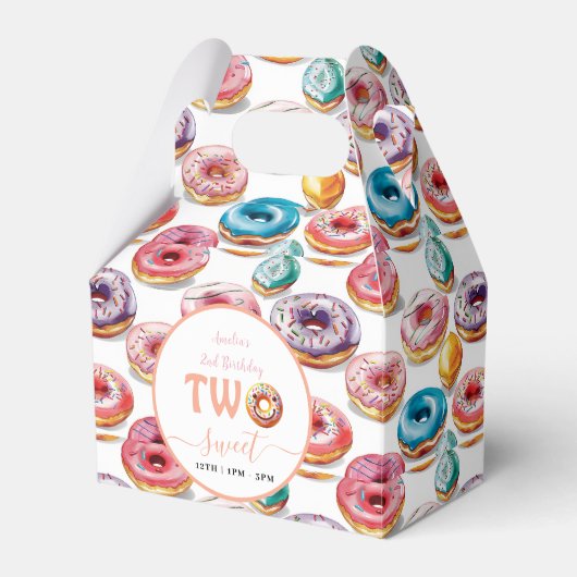 Twee Sweet Donuts 2e verjaardagsfeestje Bedankdoosjes (Voorkant Zijde)