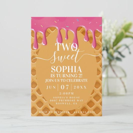 Twee Sweet Ice Cream Kids verjaardagsuitnodiging Kaart (Staand voorkant)