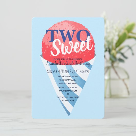 Twee Sweet Snow Cone Kinder tweede verjaardag Kaart (Staand voorkant)
