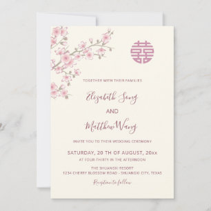 TWEE TALIG Blush Kersenbloesem Chinese Bruiloft Kaart