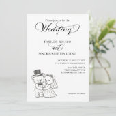 Twee Teddy Bears bruid en bruidegom bruiloft Kaart (Staand voorkant)