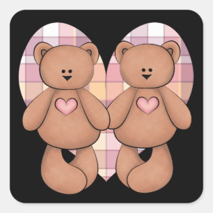 Twee Teddy Bears Vierkante Sticker