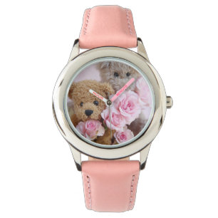 twee teddy beren met rozen dameshorloge horloge
