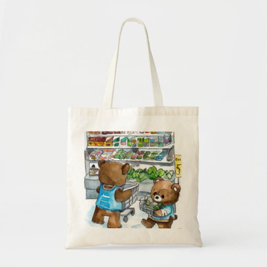 Twee teddyberen winkelen maakten kunst. tote bag (Voorkant)