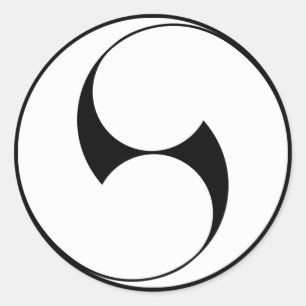 Twee tegen de klok in draaiende spiralen (Jinuki) Ronde Sticker