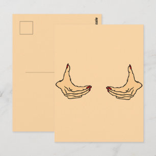 Twee Tekenfilm Vrouwelijke Handen Die Borst Vastho Briefkaart