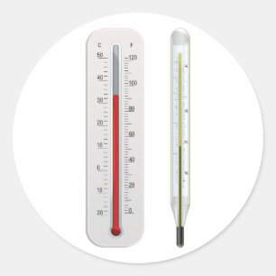 Twee thermometers ronde sticker