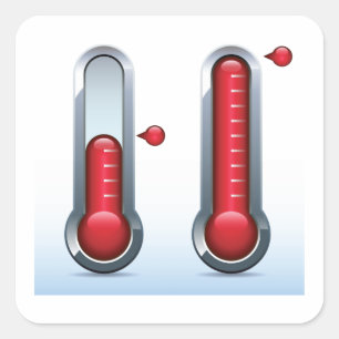 Twee thermometers vierkante sticker