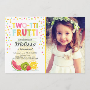 Twee-tit frutti party uitnodigen Tutti fruitige ve Kaart