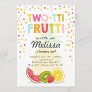 Twee-tit frutti party uitnodigen Tutti fruitige ve Kaart
