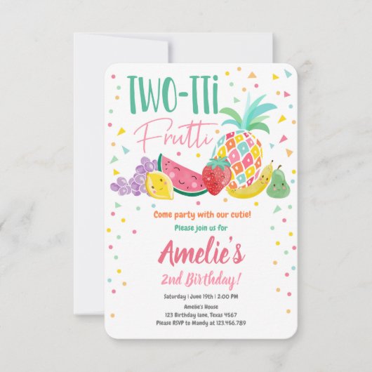 Twee-tit Frutti Tutti Fruitig Verjaardag Fruit Zom Kaart (Voorkant)