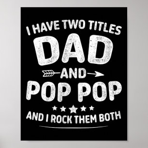 Twee titels vader Pop Pop voor opa vaders dag of Poster