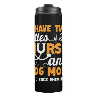 Twee Titels Verpleegster en Hond Moeder Thermosbeker