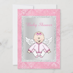  TWEE TONE ANGEL BABY SHOWER INVITE KAART