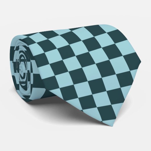 Twee Tone Blue Checker Pattern Stropdas (Opgerold)
