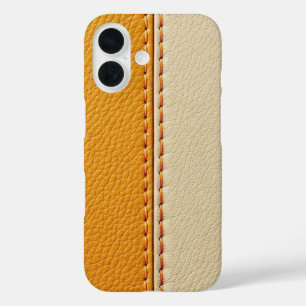 Twee-Tone Tannenkleurig & Crème Genaaid Leren Hoes