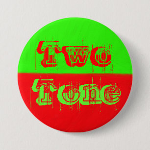 Twee tonen - groen en rood ronde button 7,6 cm