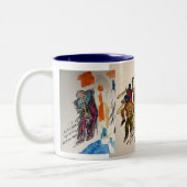 Twee toonblauwe Jazz-reeks, elf ounce koffie-mok Tweekleurige Koffiemok (Links)