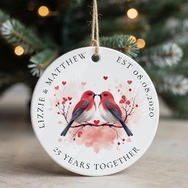 Twee Tortelduifjes bruiloft Jubileum foto Keramisch Ornament