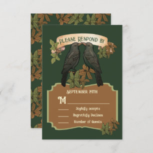 Twee Tortelduifjes Folk Art Bruiloft RSVP Kaart