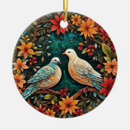 Twee Tortelduiven Keramisch Ornament