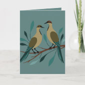 Twee tortelduiven knippen stencil retro stijl 3 ui kaart (Voorkant)