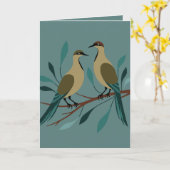 Twee tortelduiven knippen stencil retro stijl 3 ui kaart (Gele Bloem)