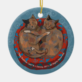 Twee Tortoise Shell Cats... Keramisch Ornament