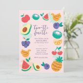 Twee-tti fruitig fruit tweede verjaardagsfeest kaart (Staand voorkant)