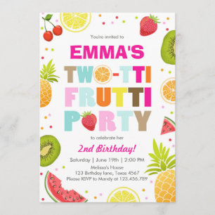 Twee-tti frutti feest uitnodiging Tutti fruity ver