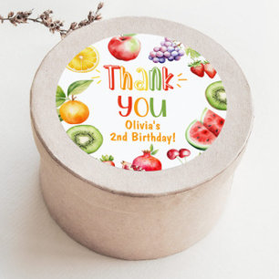 Twee-tti frutti fruitfeestje dank je ronde sticker