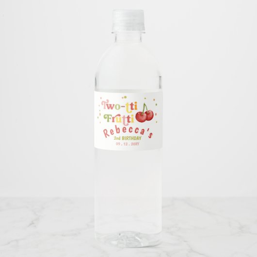 Twee-tti Frutti Fruity Fun Tweede Verjaardagsfeest Waterfles Etiket (Voorkant)