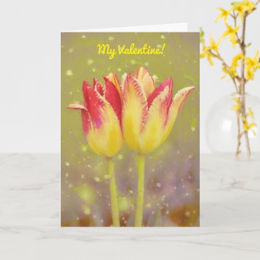 Twee tulpbloemen samen Valentijnsdag kaart (Gele Bloem)