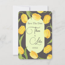 Twee Tulpen en Lippen Trouwen Bewaar De Datum