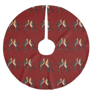 Twee Turtle Duiven Uitknip Sjabloon Retro Stijl 7 Kerstboom Rok