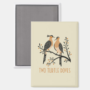 Twee Turtle Duiven Uitknip Sjabloon Retro Stijl 7 Magneet