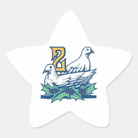 Twee Turtledoves Ster Sticker (Voorkant)