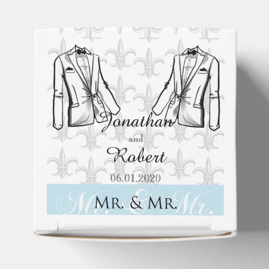 Twee Tuxedo Groom Gay Bruiloft Favor Box Bedankdoosjes (Bovenkant)