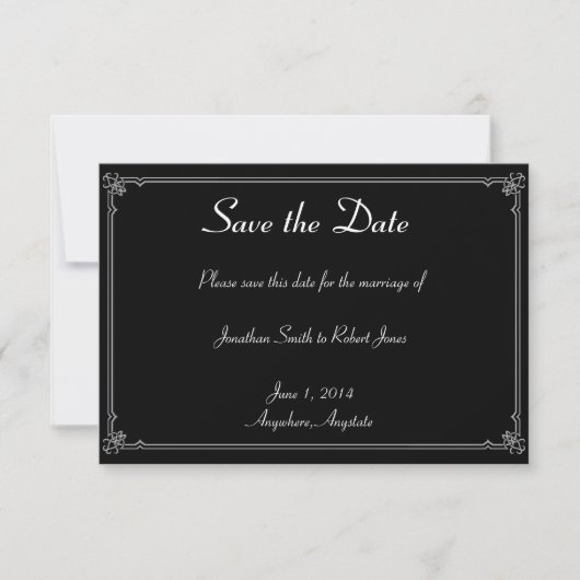 Twee Tuxedos Red Rose Gay Bruiloft Save the Date (Voorkant)
