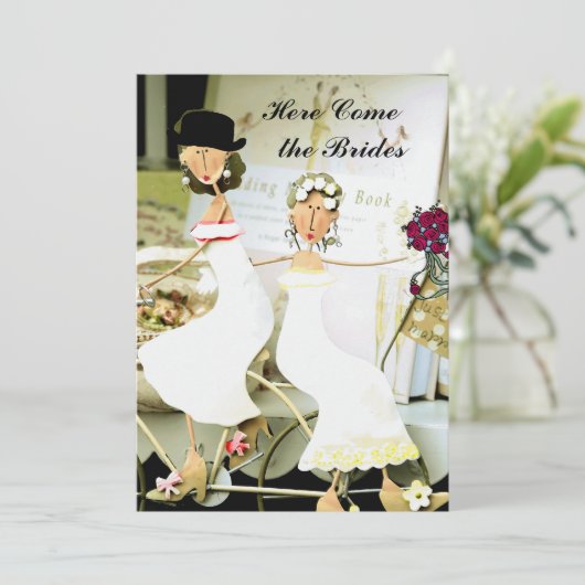 Twee Uitnodiging voor een bruidend huwelijk met tw (Staand voorkant)